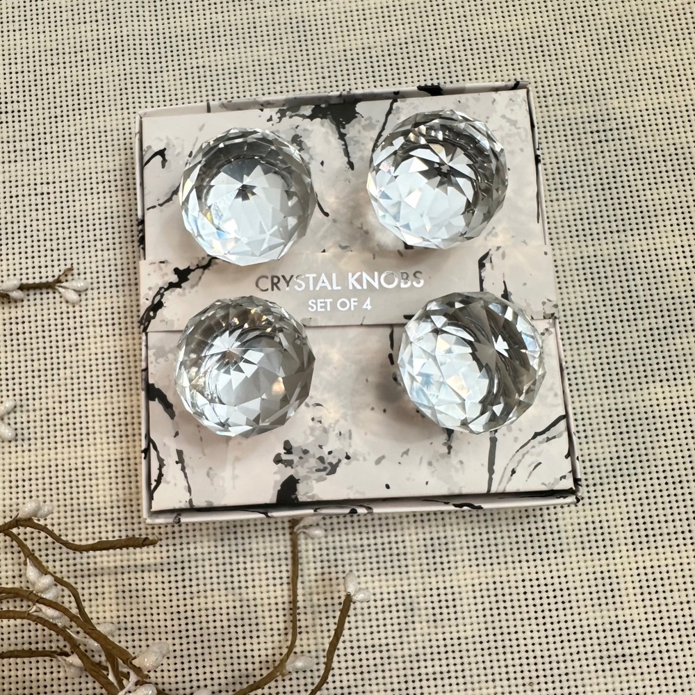 Isaac Jacobs Crystal Drawer Pull‎ Set Of 4 Knobs Modern Luxury NEW